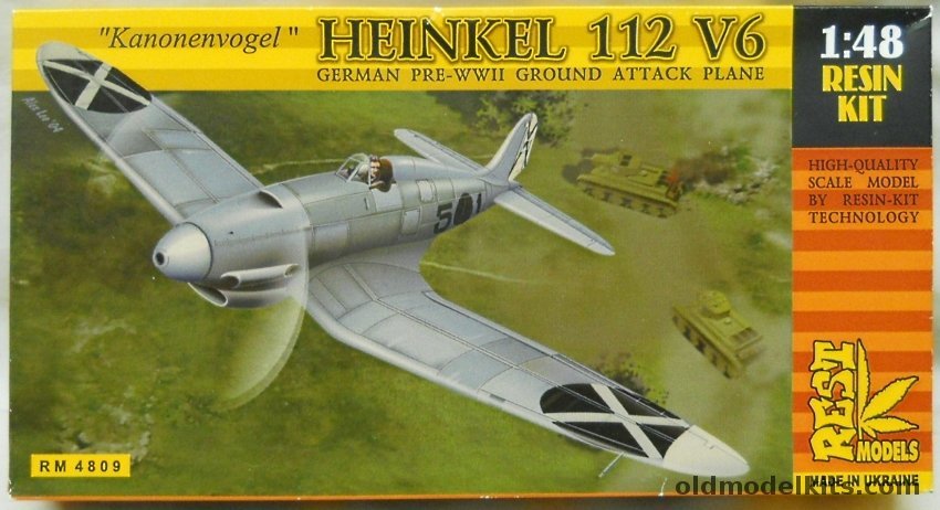 Rest Models 1/48 Heinkel He-112 V6 Kanonenvogel Spanish Civil War Ground Attack Aircraft, RM4809 plastic model kit